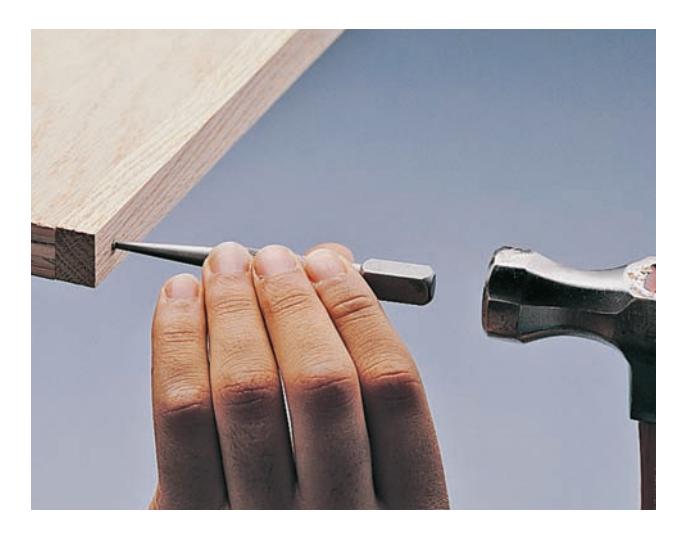 Set finish nails below the surface, using a nail set slightly smaller than the head of the nail.