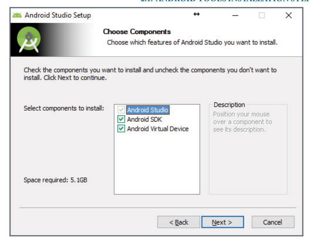 Android Studio SDK and AVD components setup