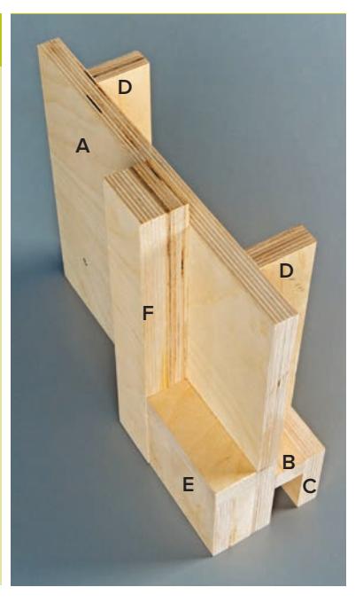 Diagram illustrating the assembly of a tenoning jig.