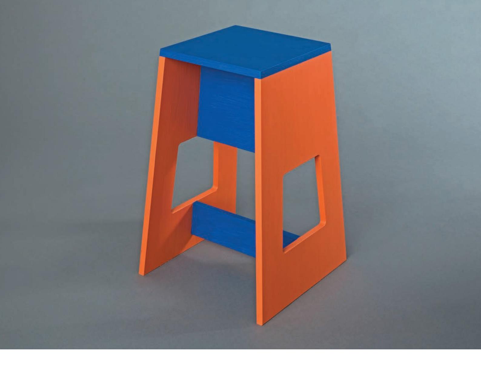 A finished five-panel stool.