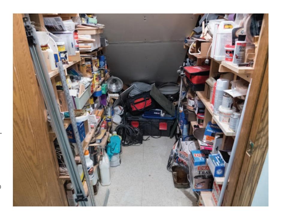 Closet used for shop supply storage