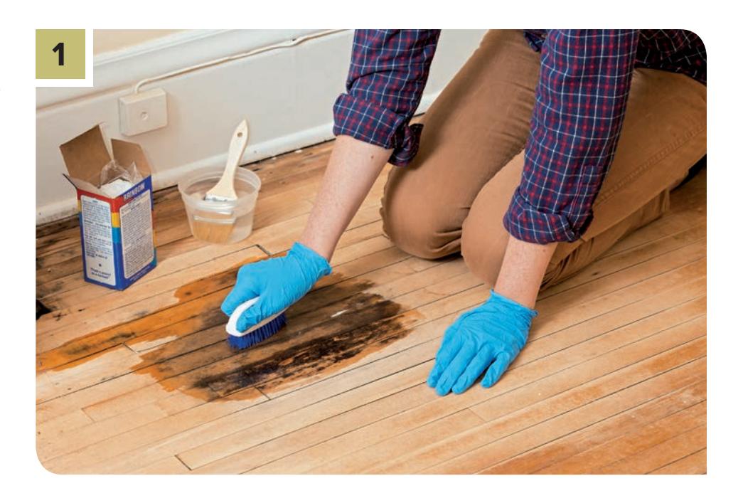 Apply bleach solution carefully to the stained area.