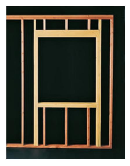 Diagram illustrating the framing for a completely new window or door opening.