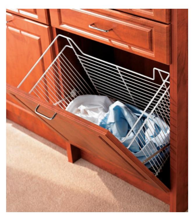 Close-up of a rolling laundry cart