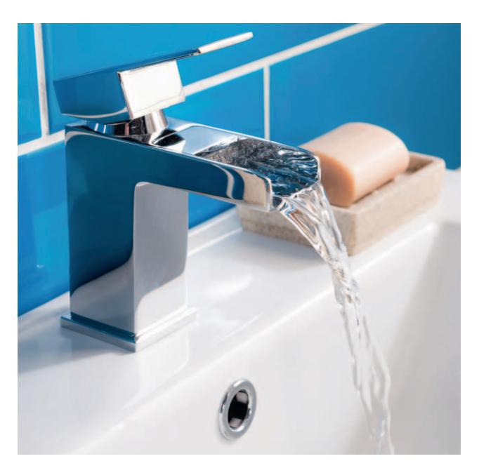 Waterfall faucet as a stylish accessory.
