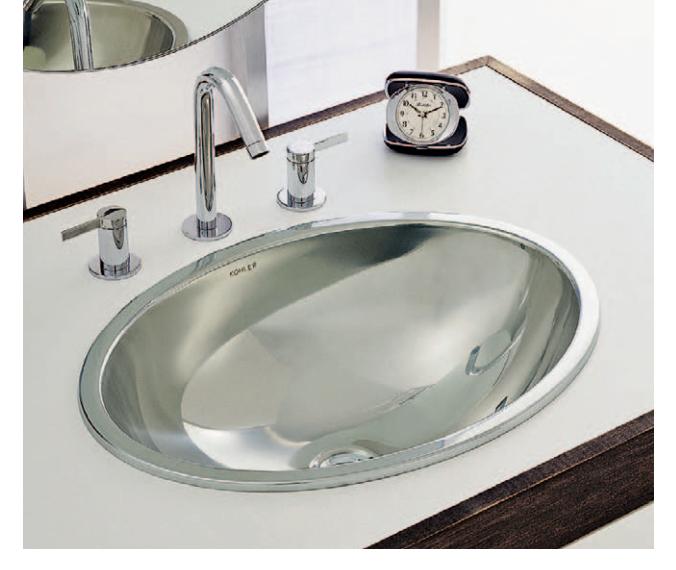 Self-rimming sink installed in a countertop.