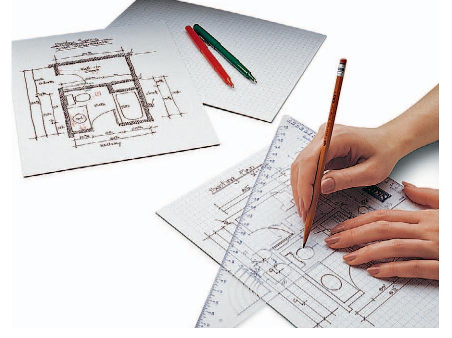 Example of an existing bathroom floor plan draft with dimensions and electrical circuits.
