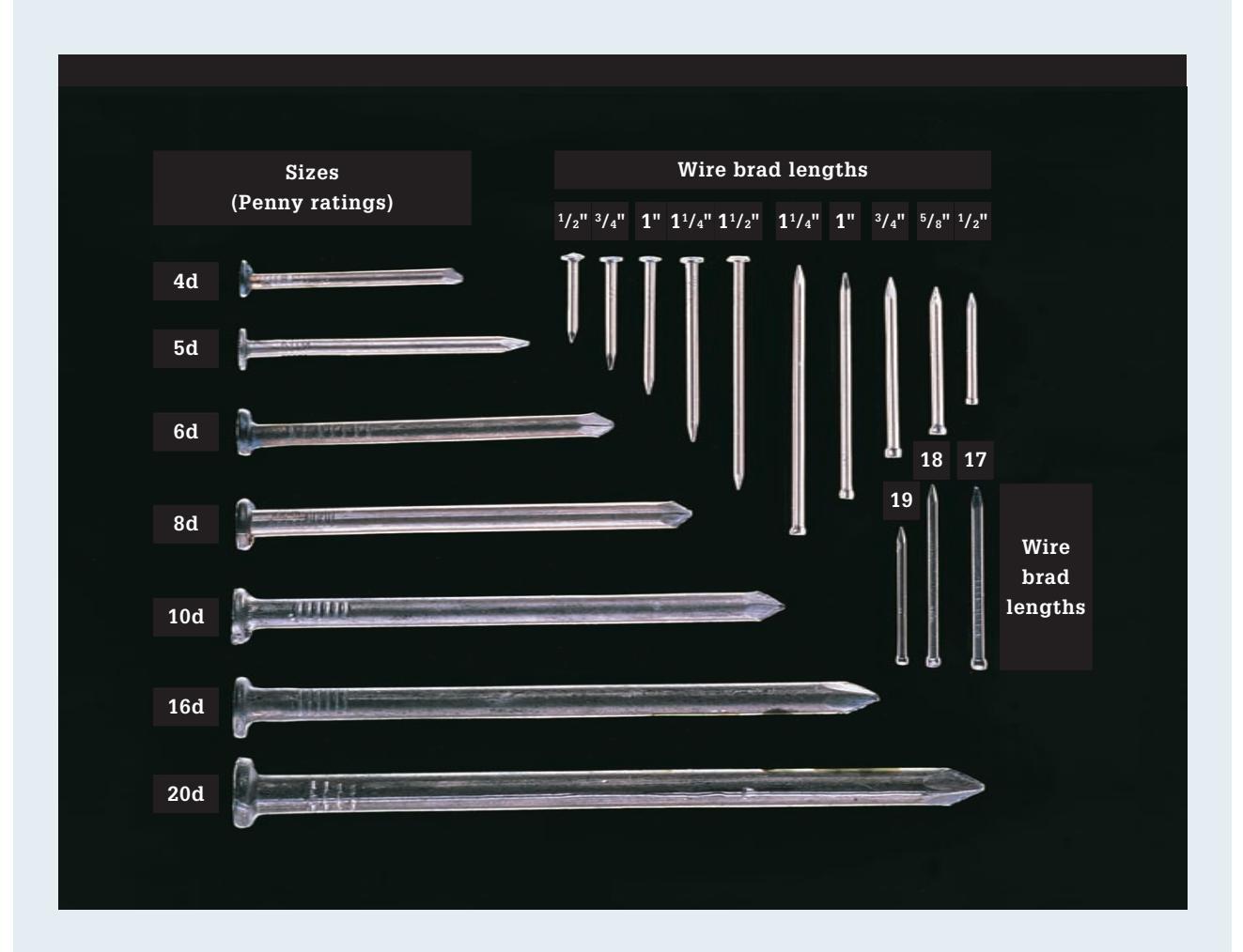 Nail size chart and examples