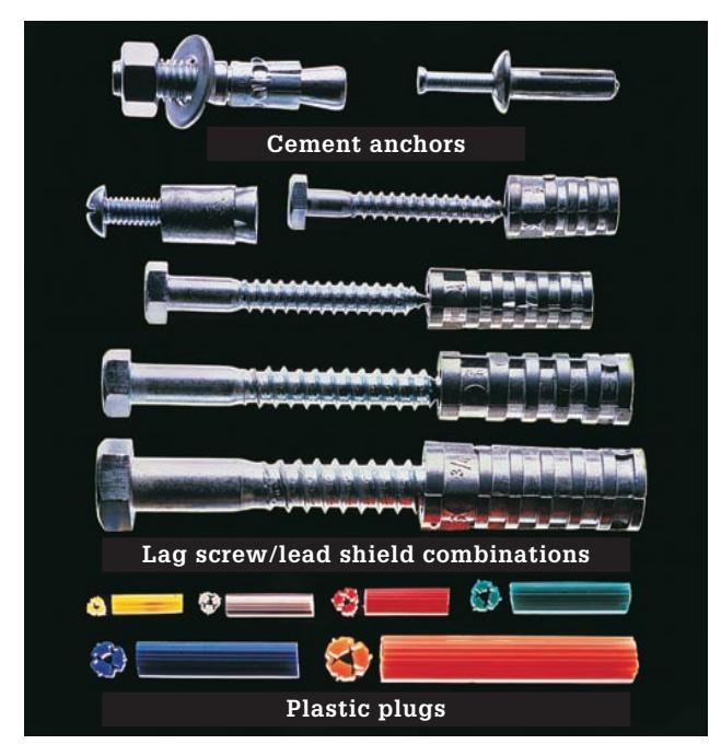 Various masonry and wall anchors
