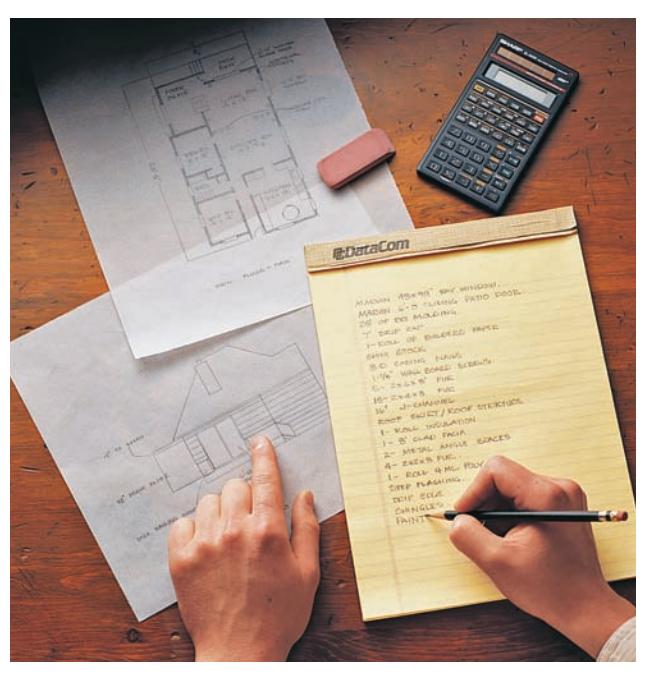 Making a list of materials for a carpentry project