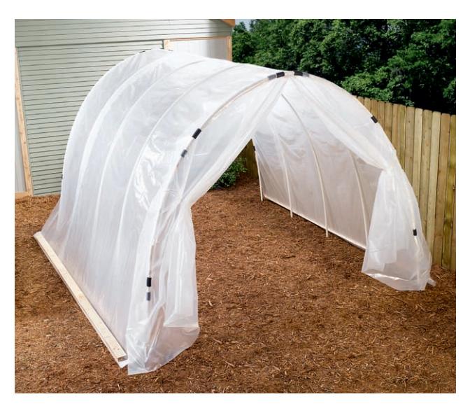 A simple hoophouse frame like this is easy to assemble and doesn't require a serious investment in money or expertise.
