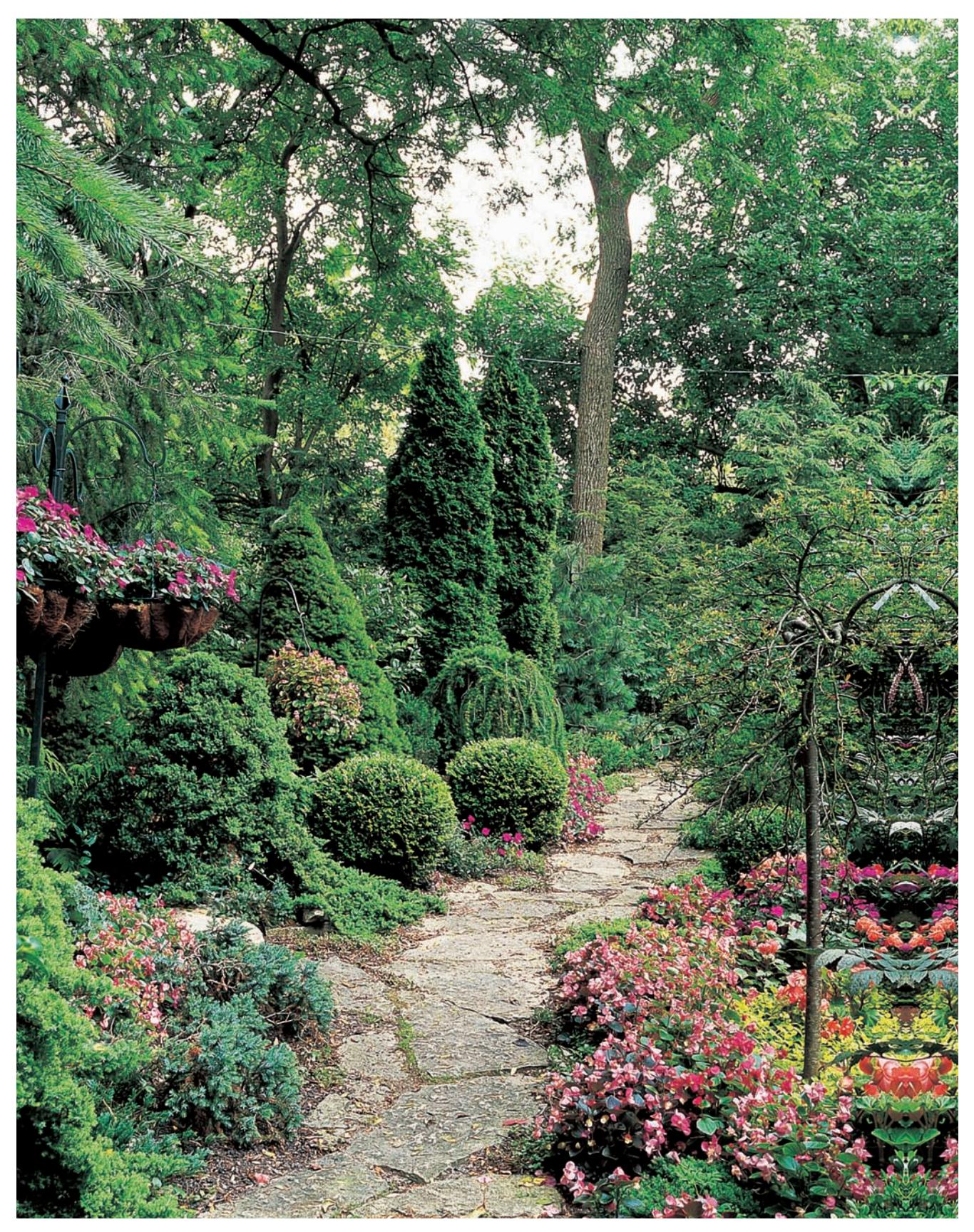 A person enjoying their garden, perhaps tending to plants or relaxing.